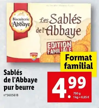 Lidl Sablés de l'abbaye pur beurre offre