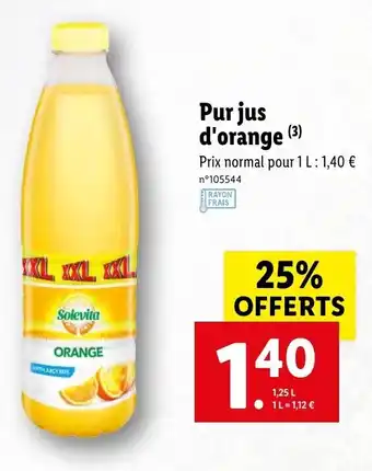 Lidl Pur jus d'orange offre