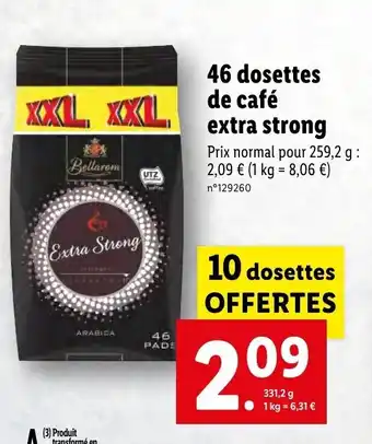 Lidl 46 Dosettes de café extra strong offre