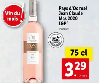 Lidl Pays d'oc rosé jean claude mas 2020 IGP offre