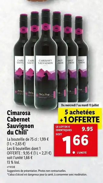 Lidl Cimarosa cabernet sauvignon du chili offre