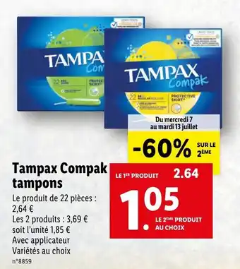 Lidl Tampax compak tampons offre