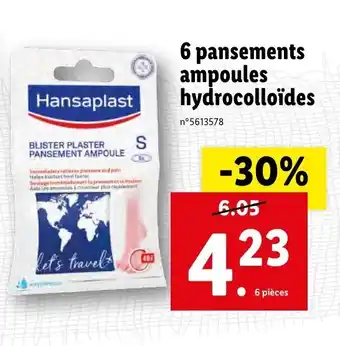 Lidl 6 Pansements ampoules hydrocolloïdes offre