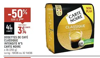 Dosettes de Cafe Classique Intensite N°5 carte Noire