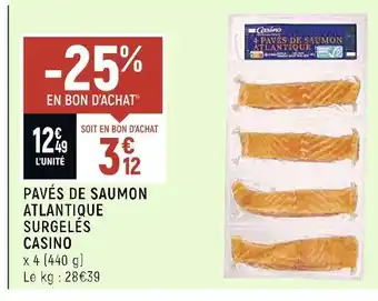 Petit Casino Pavés de saumon atlantique Surgelés Casino offre
