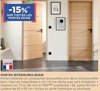 Lapeyre Bon plan sur toutes les portes roxie offre