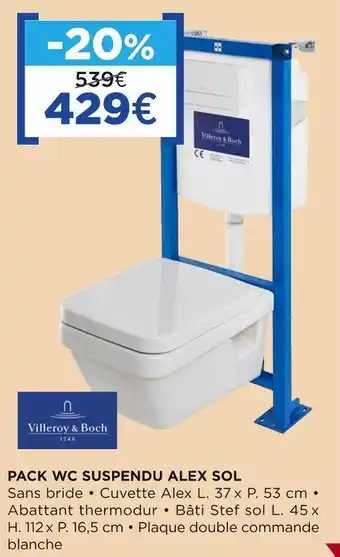 Lapeyre Villeroy & boch pack wc suspendu alex sol offre