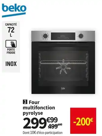 Beko four multifonction pyrolyse beko bbie11300xfp