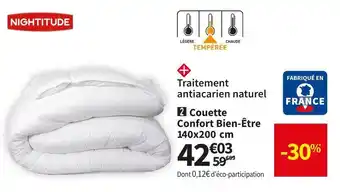 Conforama Nightitude couette confort bien-être 140x200 cm offre