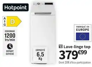 Conforama Hotpoint lave-linge top cwmtg652ufr/n offre