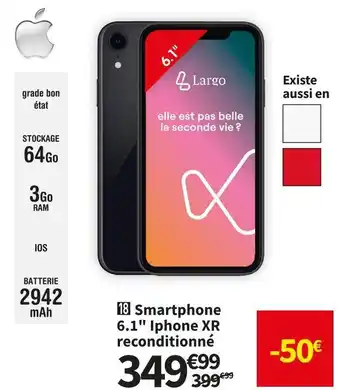 Apple smartphone 6.1 '' apple iphone xr reconditionné