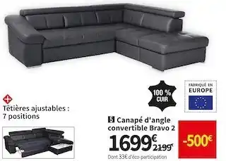 Conforama Canape d'angle convertible bravo 2 offre