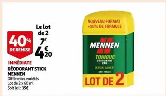 Auchan Déodorant stick mennen offre