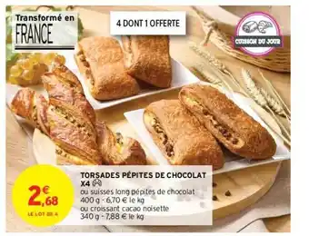 Intermarché Contact Torsades pépites de chocolat x4 offre