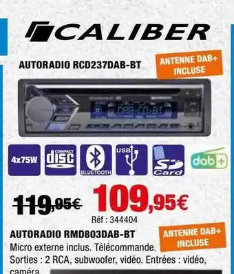 Autobacs Autoradio rmd803dab-bt caliber offre