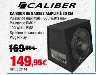 Autobacs Caisson de basses ampifié 30 cm caliber offre