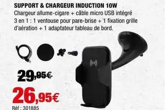Autobacs Support & chargeur induction 10w offre