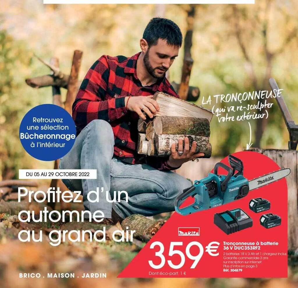 Promo Tronçonneuse à batterie 36v duc353rf2 makita chez Brico Pro