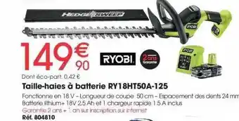 Taille-haies à batterie ry18ht50a-125 ryobi