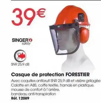 Casque de protection forestier singer safety