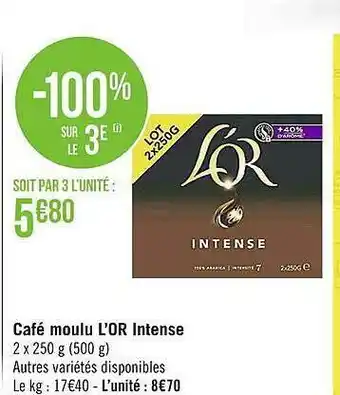 Casino Supermarchés Café moulu l'or intense offre