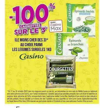 Casino Supermarchés Les légumes surgelés 1 kg casino offre