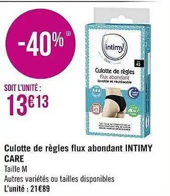 Culotte de règles flux abondant intimy care