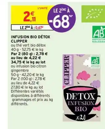 Intermarché Contact Infusion bio détox clipper offre