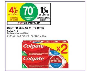 Dentifrice max white optic colgate