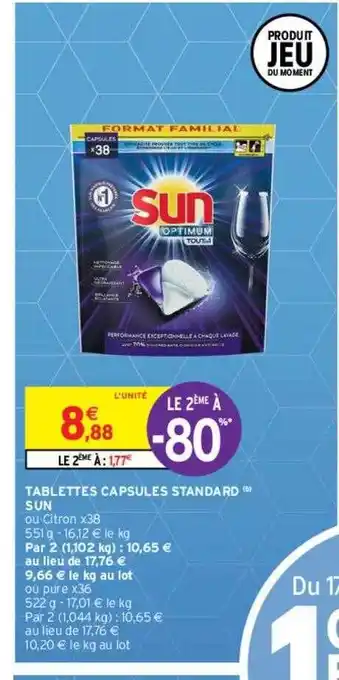 Intermarché Contact Tablettes capsules standard sun offre