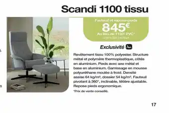 Fauteuil et repose-pieds scandi 1100 tissu