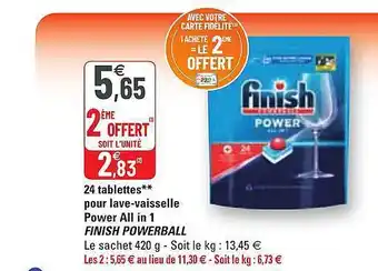 G20 24 tablettes pour lave-vaisselle power all in 1 finish powerball offre