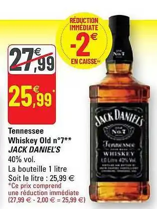 G20 Tennessee whiskey old n°7 jack daniel's offre