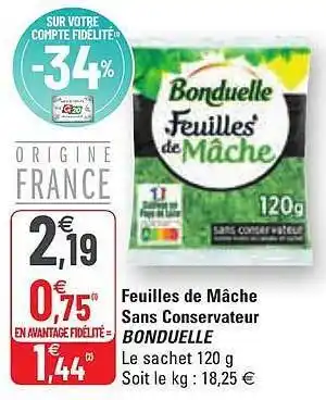 G20 Feuilles de mâches sans conservateur bonduelle offre