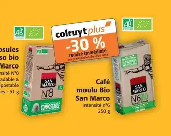 Colruyt Capsules espresso bio san marco, café moulu bio san marco offre