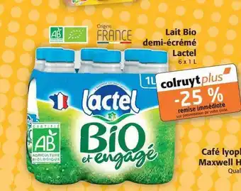 Colruyt Lait bio demi-écrémé lactel offre