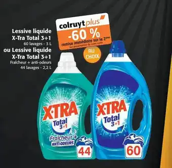 Colruyt Lessive liquide x-tra total 3+1 ou lessive liquide x-tra total 3+1 fraîcheur + anti-odeurs offre