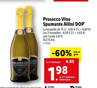 Lidl Prosecco Vino Spumante Allini DOP offre