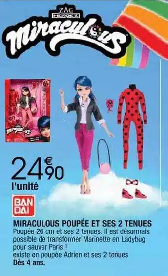 Miraculous poupée et ses 2 tenues bandai