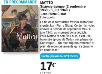 Mattéo sixiÚme époque - jean-pierre gibrat