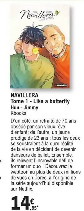 E.Leclerc Navillera tome 1 - like a butterfly - hun-jimmy offre