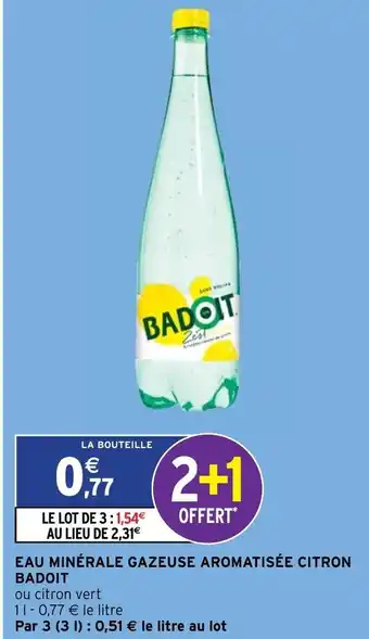 Intermarché Eau minérale gazeuse aromatisée citron badoit offre