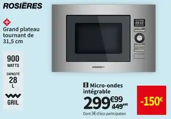 Conforama Rosieres micro-ondes intégrable rmg28/1in offre