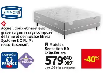 Conforama Simmons matelas ressorts ensachés sensation hd offre