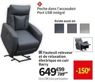 Conforama Fauteuil releveur électrique barry offre