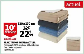 Auchan Plaid tricot sherpa actuel offre