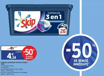 Intermarché Lessive Capsules Active Clean Skip offre