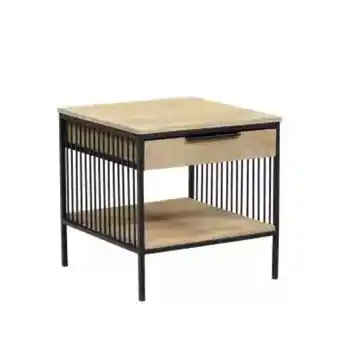 Chevet design - bout de canapé métal noir 2t "manguier linéo"