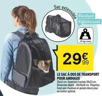 Centrakor Le sac à dos de transport pour animaux offre