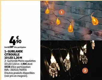 Auchan Guirlande citrouille 10 led 1,20 m offre